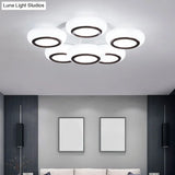 Modern Acrylic Doughnut Ceiling Flush Light With White Led - 3/6 - Head Mount Fixture