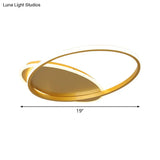 Modern Acrylic Ellipse Led Ceiling Lamp In Simple Gold Finish - Warm/White Light For Bedroom