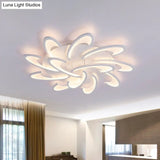 Modern Acrylic Flower Semi Flush Mount Lamp - 6/12-Head Warm/White Light White Ceiling Lighting For