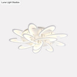 Modern Acrylic Flower Semi Flush Mount Lamp - 6/12-Head Warm/White Light White Ceiling Lighting For