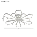 Modern Acrylic Flower Semi Flush Mount Light Fixture With White Led Lights In Warm