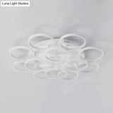 Modern Acrylic Flush Ceiling Light In White - Flower-Like Circle Design 9/12 Lights Led Ideal For