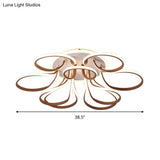 Modern Acrylic Flush Mount Ceiling Light Fixture - Bend Design 9/12 Heads Brown 38.5’/46.5’