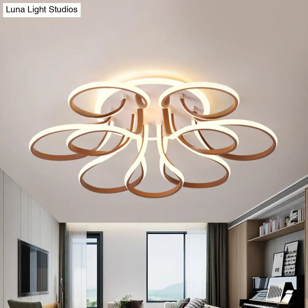 Modern Acrylic Flush Mount Ceiling Light Fixture - Bend Design 9/12 Heads Brown 38.5’/46.5’