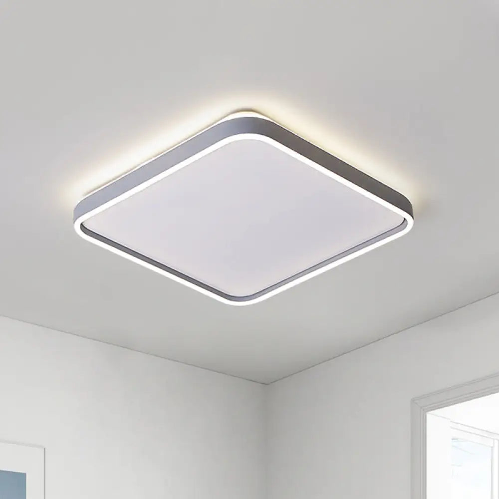 Modern Acrylic Flush Mount Ceiling Light In Grey For 16’/19.5’ Wide Spaces With Led Warm And