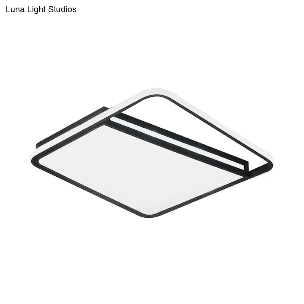 Modern Acrylic Flush Mount Led Square Ceiling Light - Black With Warm/White Lighting For Stylish