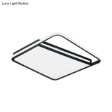 Modern Acrylic Flush Mount Led Square Ceiling Light - Black With Warm/White Lighting For Stylish