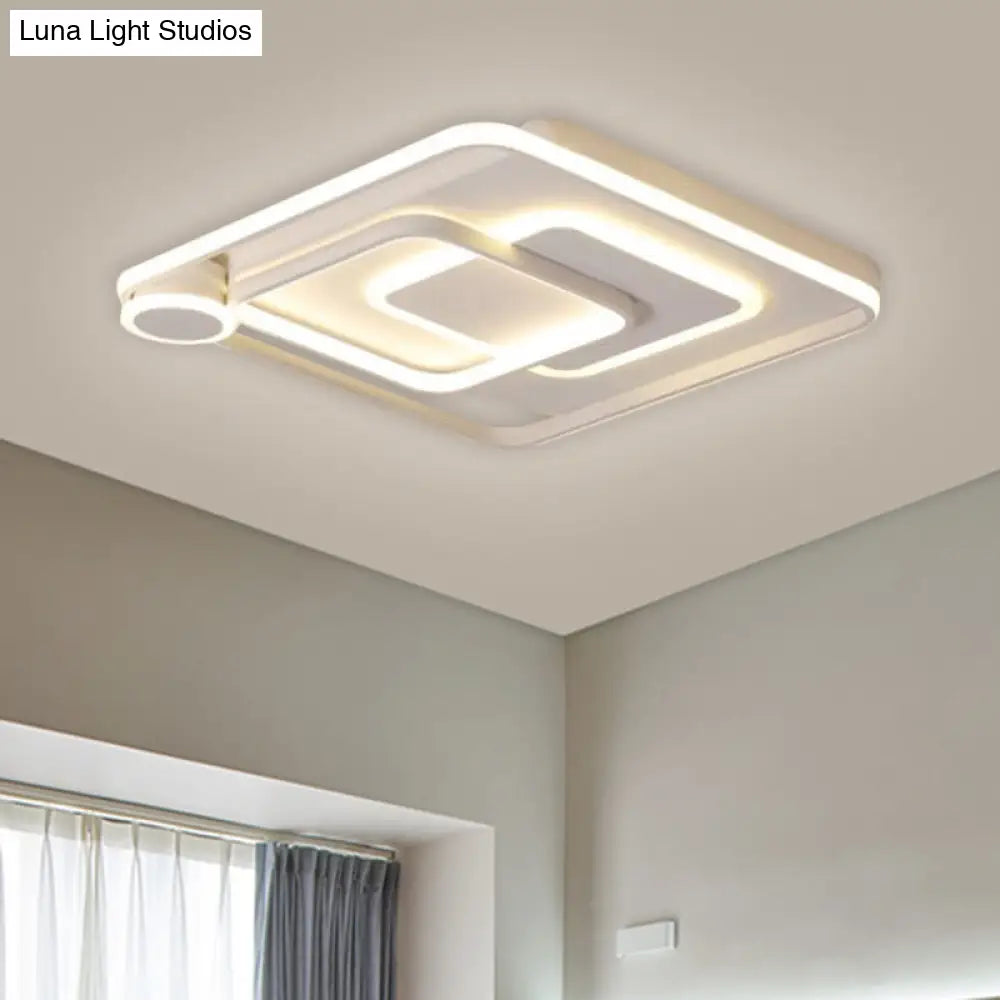 Modern Acrylic Flush Mount Nordic Lamp - Black/White Led Ceiling Light In Warm/White 18’/21.5’ Wide