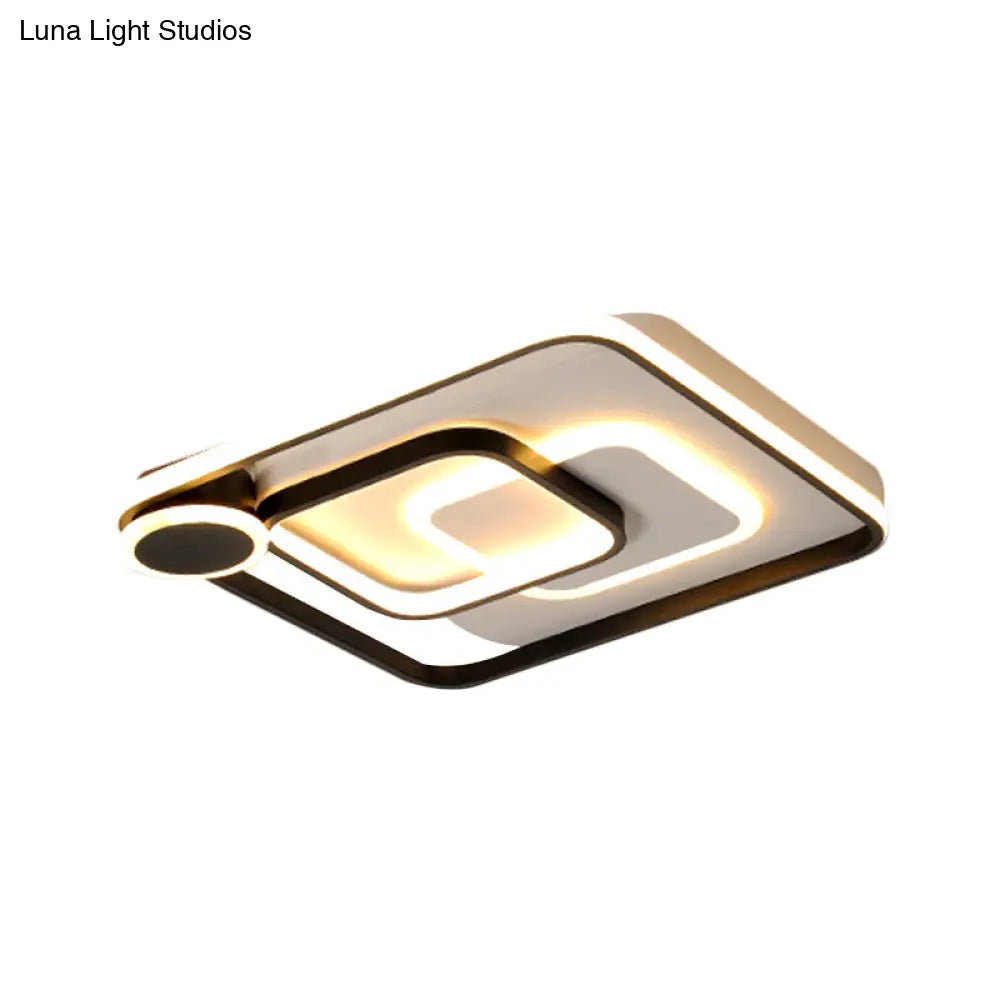 Modern Acrylic Flush Mount Nordic Lamp - Black/White Led Ceiling Light In Warm/White 18’/21.5’ Wide