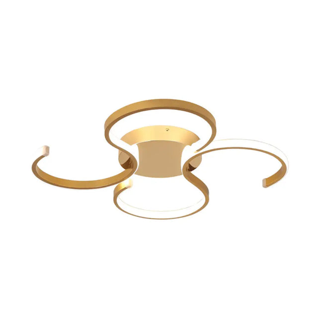 Modern Acrylic Gold Led Ceiling Light With Double S-Shape Flush Mount - Warm/White