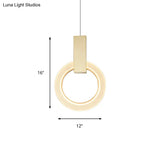 Modern Acrylic Gold Ring Pendant Light - 8’’/12’’/16’’ Dia 1-Light Ceiling Fixture