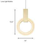 Modern Acrylic Gold Ring Pendant Light - 8’’/12’’/16’’ Dia 1-Light Ceiling Fixture