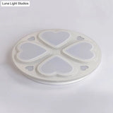 Modern Acrylic Heart Petal Ceiling Light - Stylish Flush Mount In White For Bathroom