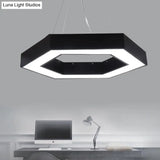 Modern Acrylic Hexagonal Pendant Led Ceiling Light (16/23.5/39) For Office - Black/White