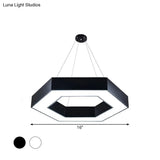 Modern Acrylic Hexagonal Pendant Led Ceiling Light (16/23.5/39) For Office - Black/White