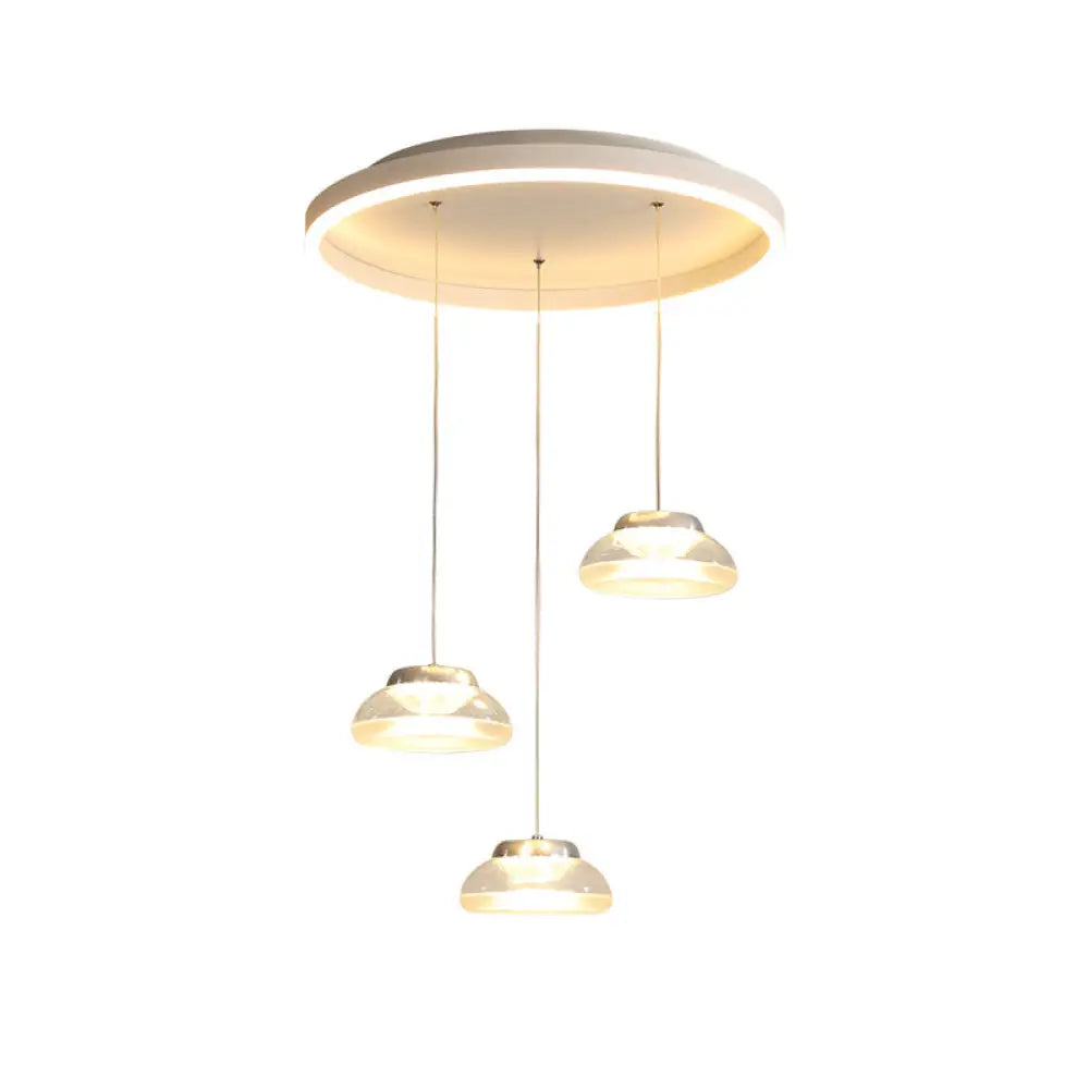 Modern Acrylic Multi Ceiling Light With 3 Led Pendant Heads - White/Warm