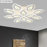 Modern Acrylic Leaf Flush Mount Light - 4/6/9-Light Led Ceiling Fixture In Warm/White/Natural
