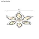 Modern Acrylic Leaf Flush Mount Light - 4/6/9-Light Led Ceiling Fixture In Warm/White/Natural
