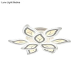 Modern Acrylic Leaf Flush Mount Light - 4/6/9-Light Led Ceiling Fixture In Warm/White/Natural