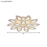 Modern Acrylic Leaf Flush Mount Light - 4/6/9-Light Led Ceiling Fixture In Warm/White/Natural