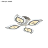 Modern Acrylic Leaf Flush Mount Light - 4/6/9-Light Led Ceiling Fixture In Warm/White/Natural