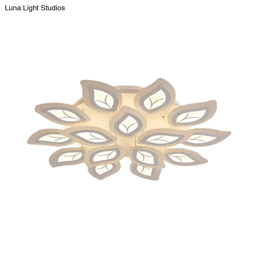 Modern Acrylic Leaf Flush Mount Light - 4/6/9-Light Led Ceiling Fixture In Warm/White/Natural