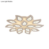 Modern Acrylic Leaf Flush Mount Light - 4/6/9-Light Led Ceiling Fixture In Warm/White/Natural