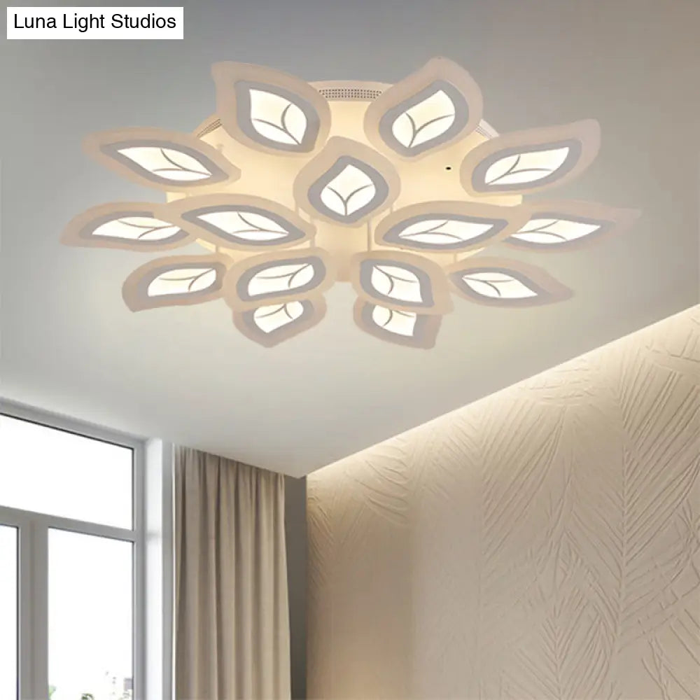 Modern Acrylic Leaf Flush Mount Light - 4/6/9-Light Led Ceiling Fixture In Warm/White/Natural