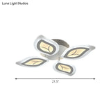 Modern Acrylic Leaf Flush Mount Light - 4/6/9-Light Led Ceiling Fixture In Warm/White/Natural