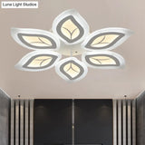 Modern Acrylic Leaf Flush Mount Light - 4/6/9-Light Led Ceiling Fixture In Warm/White/Natural
