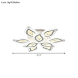 Modern Acrylic Leaf Flush Mount Light - 4/6/9-Light Led Ceiling Fixture In Warm/White/Natural