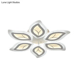 Modern Acrylic Leaf Flush Mount Light - 4/6/9-Light Led Ceiling Fixture In Warm/White/Natural