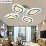 Modern Acrylic Leaf Flush Mount Light - 4/6/9-Light Led Ceiling Fixture In Warm/White/Natural