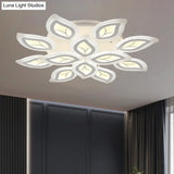 Modern Acrylic Leaf Flush Mount Light - 4/6/9-Light Led Ceiling Fixture In Warm/White/Natural