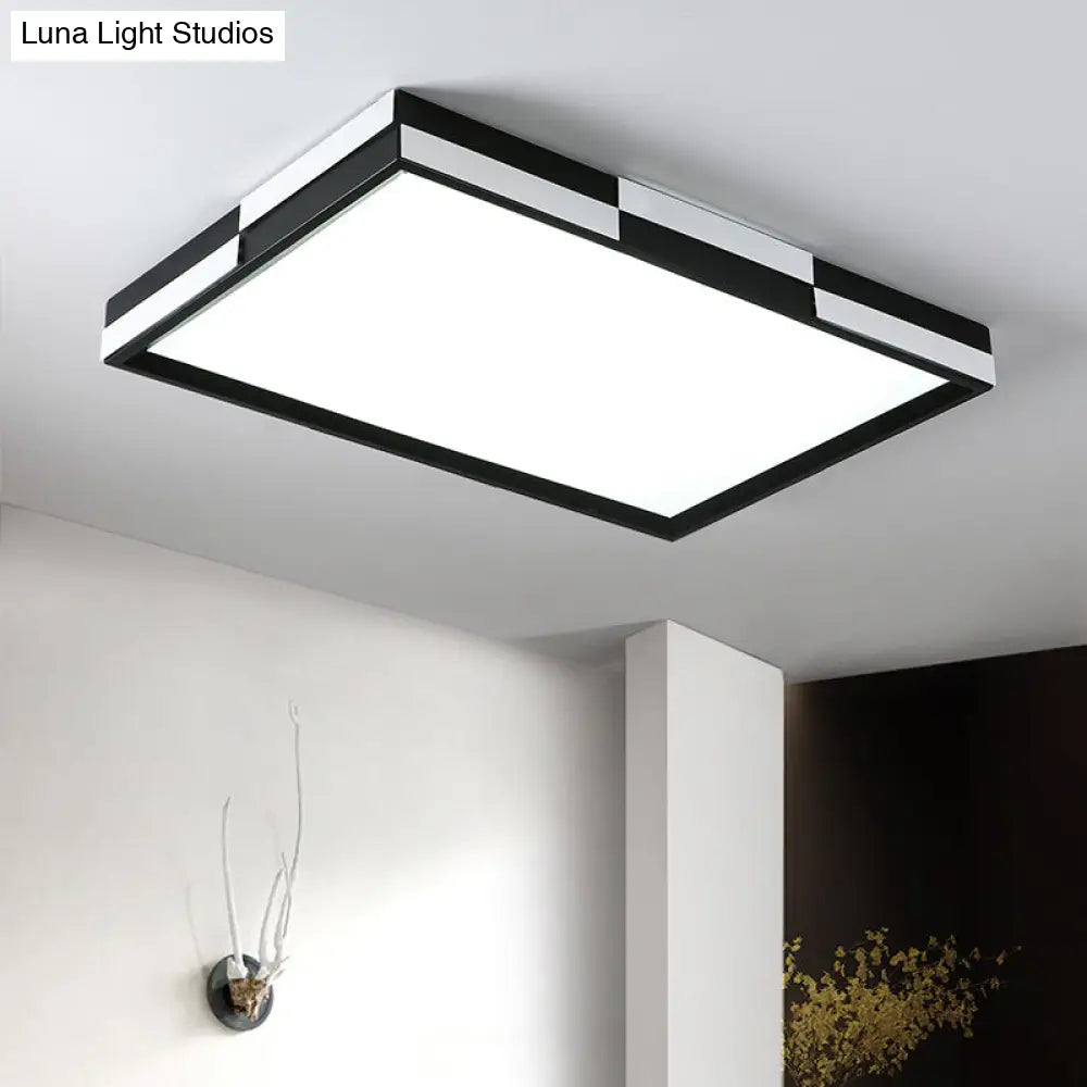 Modern Acrylic Led Black Flush Mount Light Warm/White 16’/19.5’/37.5’ Wide