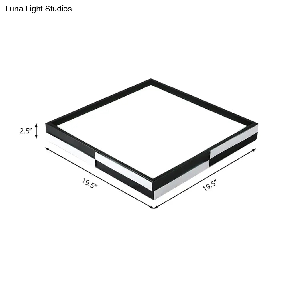 Modern Acrylic Led Black Flush Mount Light Warm/White 16’/19.5’/37.5’ Wide