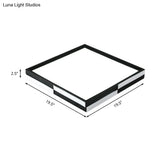 Modern Acrylic Led Black Flush Mount Light Warm/White 16’/19.5’/37.5’ Wide