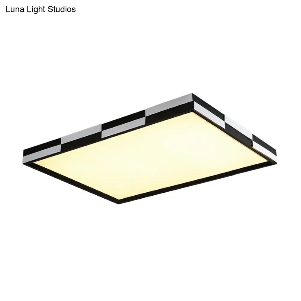 Modern Acrylic Led Black Flush Mount Light Warm/White 16’/19.5’/37.5’ Wide