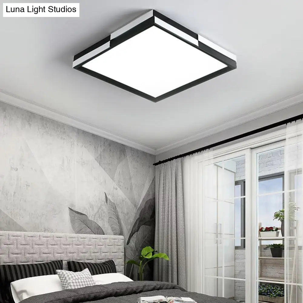 Modern Acrylic Led Black Flush Mount Light Warm/White 16’/19.5’/37.5’ Wide