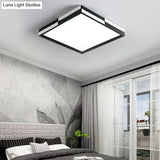 Modern Acrylic Led Black Flush Mount Light Warm/White 16’/19.5’/37.5’ Wide