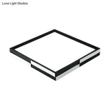 Modern Acrylic Led Black Flush Mount Light Warm/White 16’/19.5’/37.5’ Wide