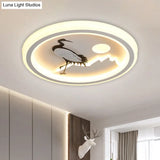 Modern Acrylic Led Ceiling Fixture: Square/Round Flush Mount With White Finish And Bird/Tree