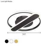 Modern Acrylic Led Ceiling Lamp - Black/White/Gold Flush Mount 16.5’/20.5’ Width