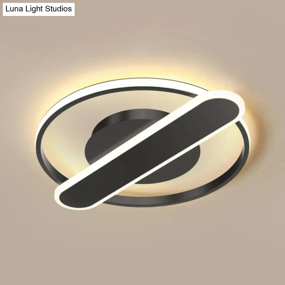 Modern Acrylic Led Ceiling Lamp - Black/White/Gold Flush Mount 16.5’/20.5’ Width