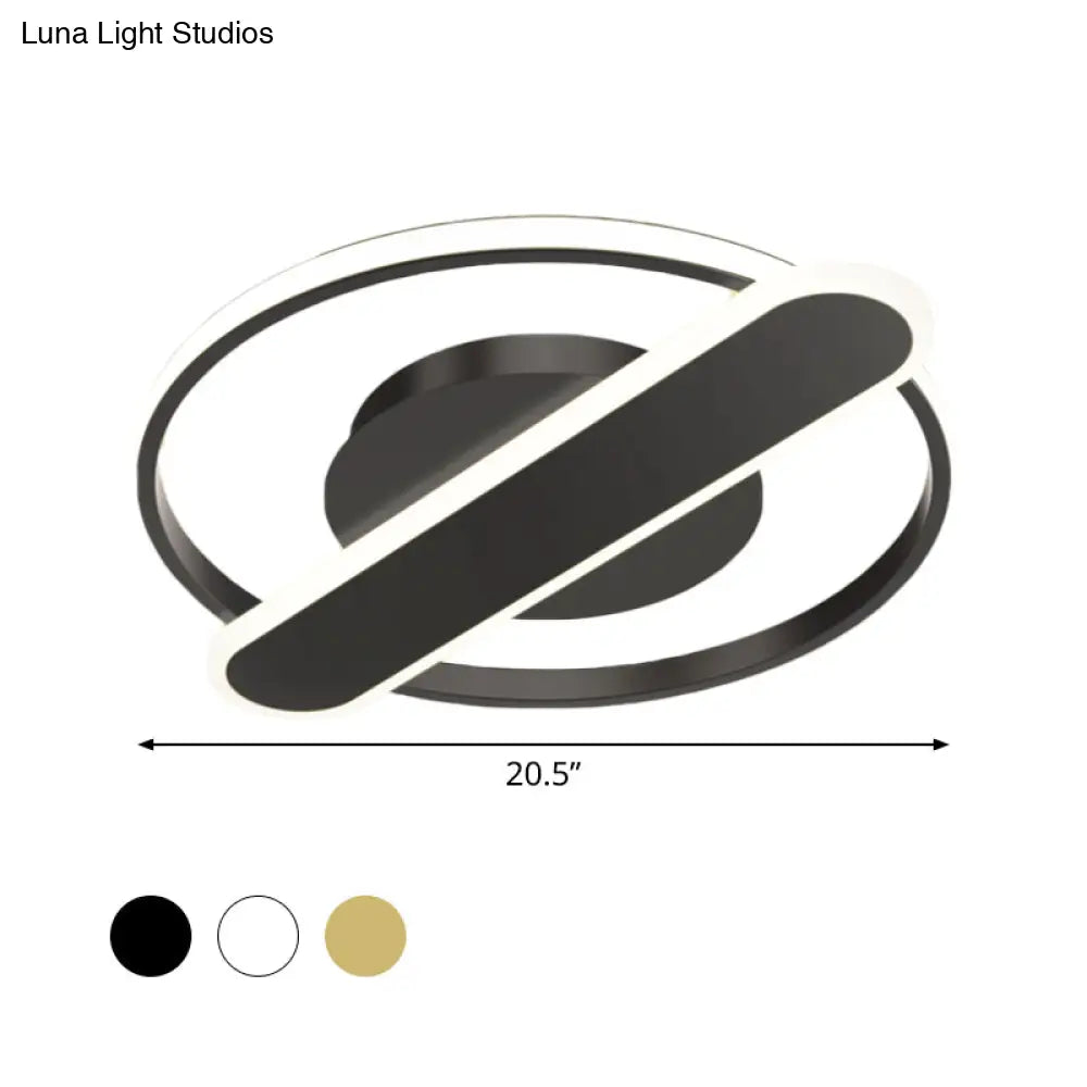 Modern Acrylic Led Ceiling Lamp - Black/White/Gold Flush Mount 16.5’/20.5’ Width