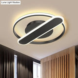 Modern Acrylic Led Ceiling Lamp - Black/White/Gold Flush Mount 16.5’/20.5’ Width