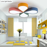 Modern Acrylic Led Ceiling Lamp: Flower/Windmill Design Flush Mount Lighting In Yellow-Green With