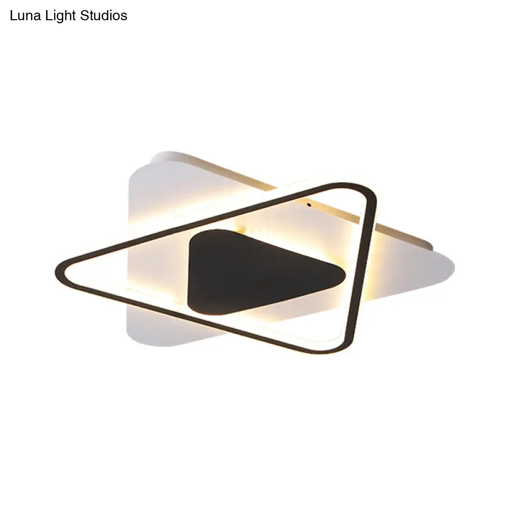Modern Acrylic Led Ceiling Lamp In Black - White - 18’/23.5’ Wide Crossed Triangular Design