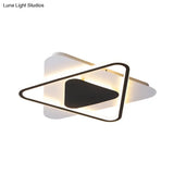 Modern Acrylic Led Ceiling Lamp In Black - White - 18’/23.5’ Wide Crossed Triangular Design