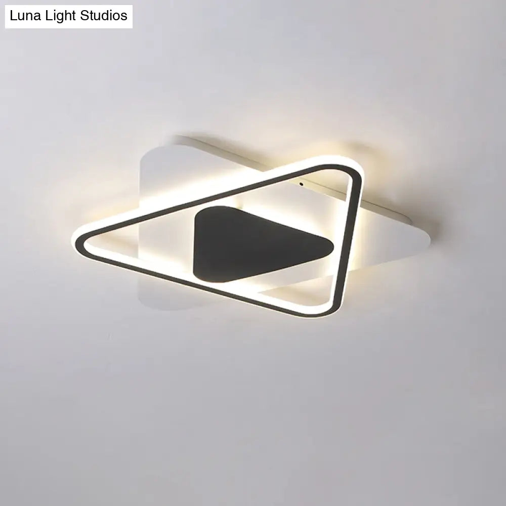 Modern Acrylic Led Ceiling Lamp In Black - White - 18’/23.5’ Wide Crossed Triangular Design